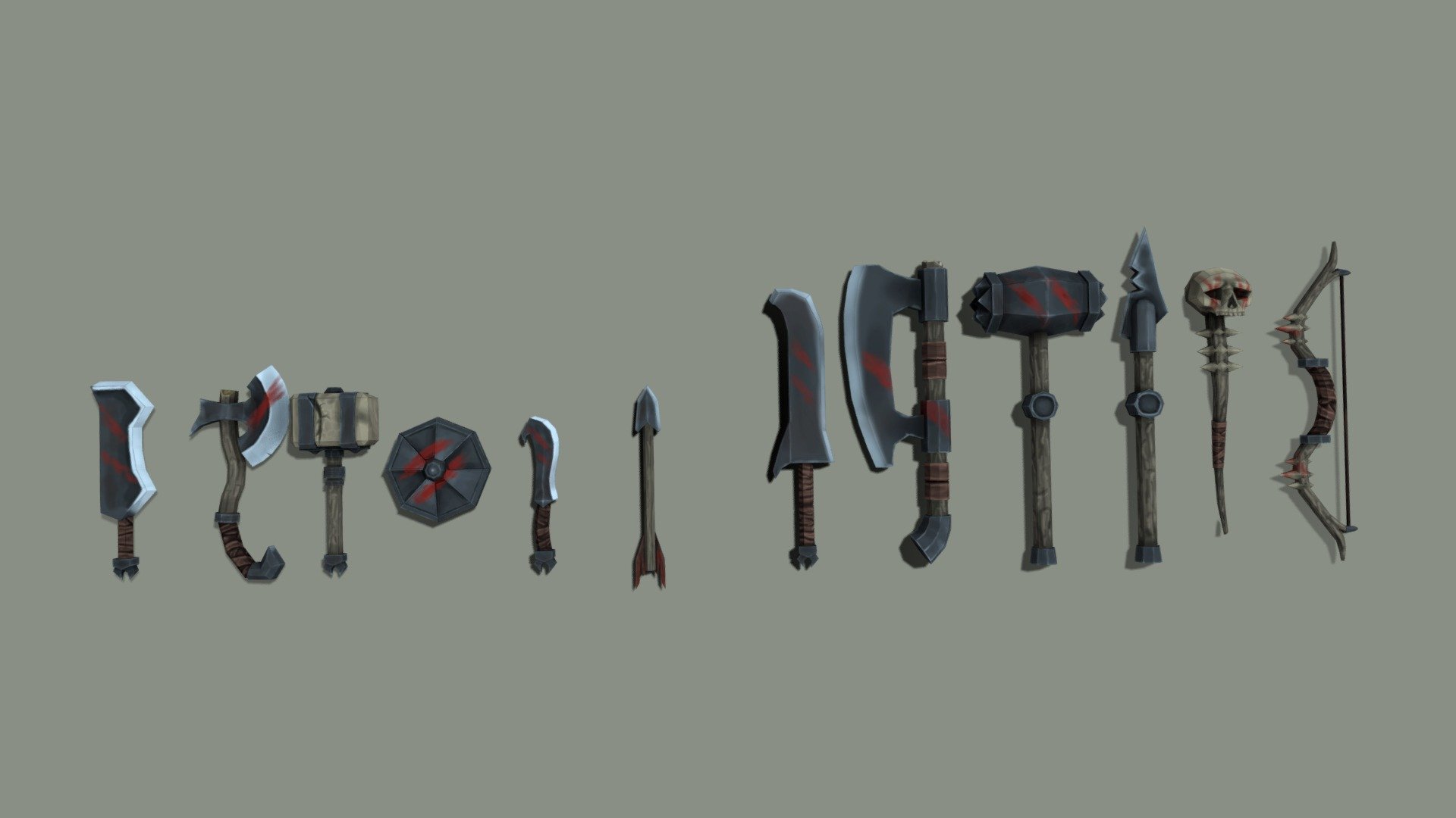 orc weapons 3d model