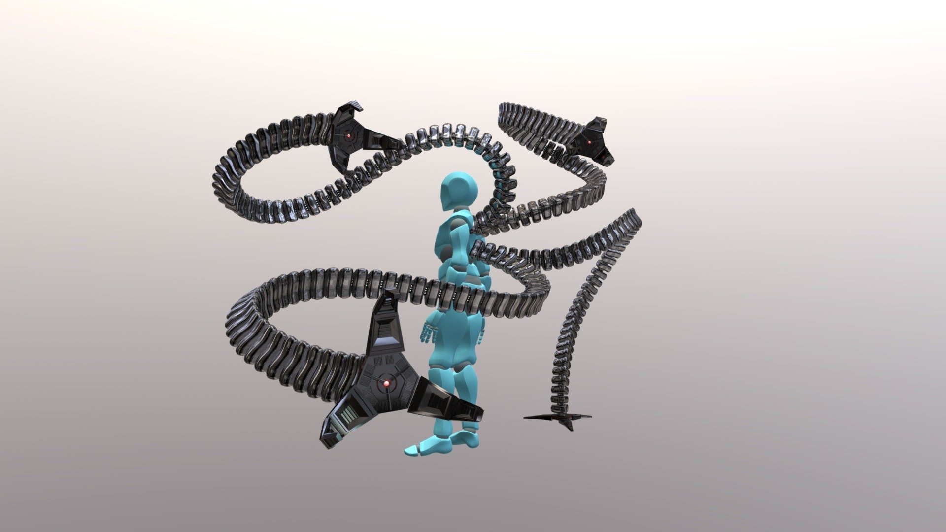 Doctor Octopus rigged robotic tentacles 3d model