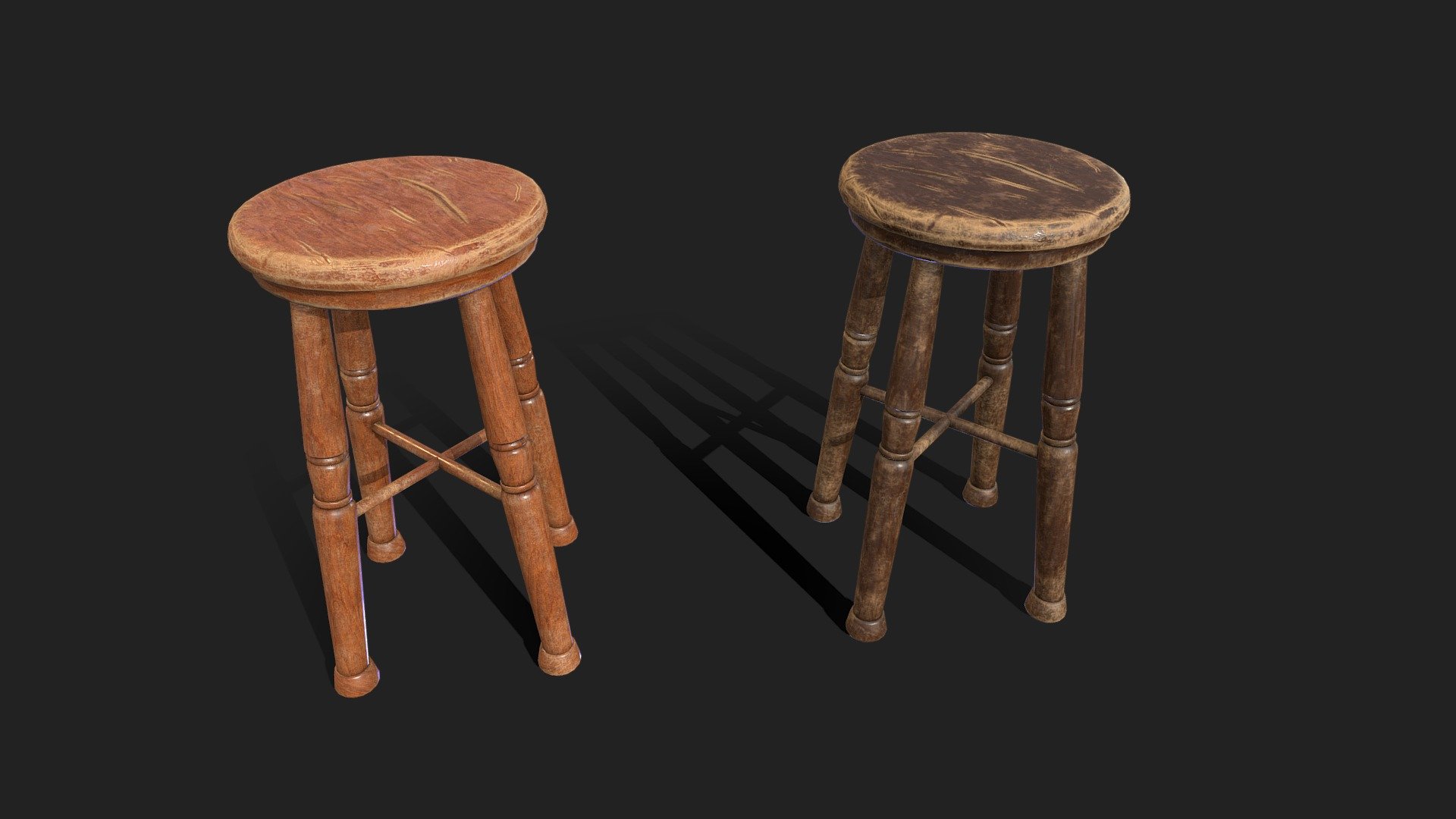 Wood Stool 3d model