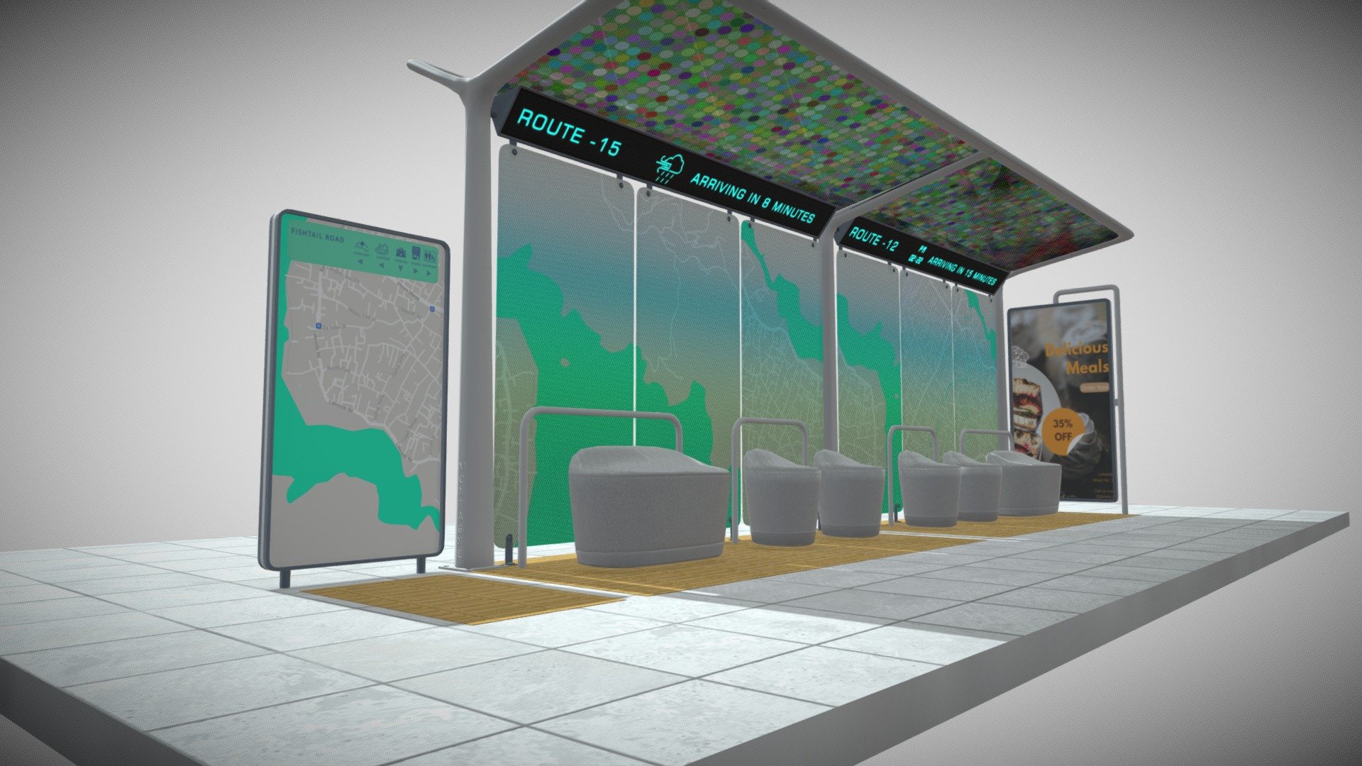 Modern Bus Station 3d model