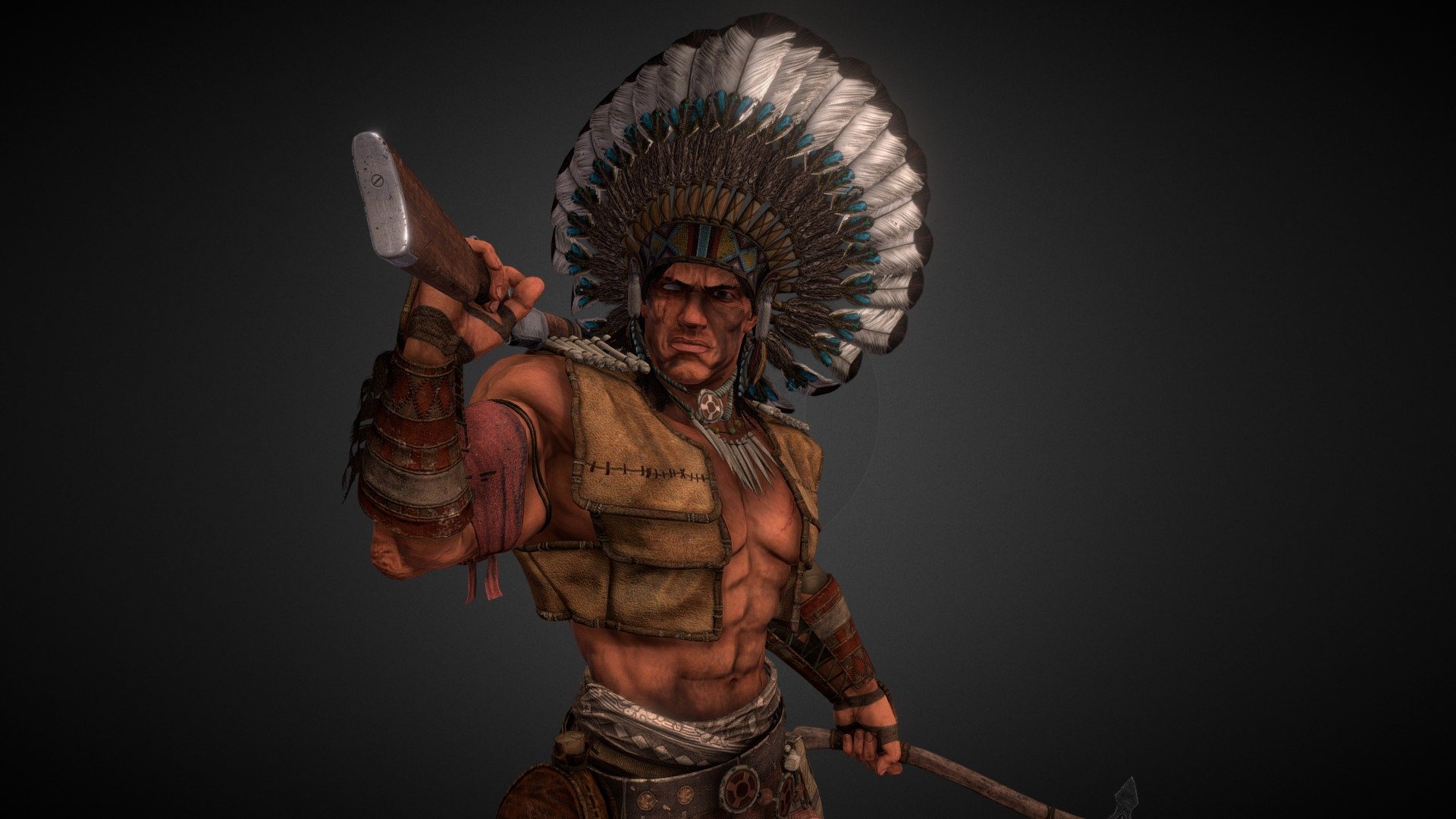 Native American Warrior 3d model