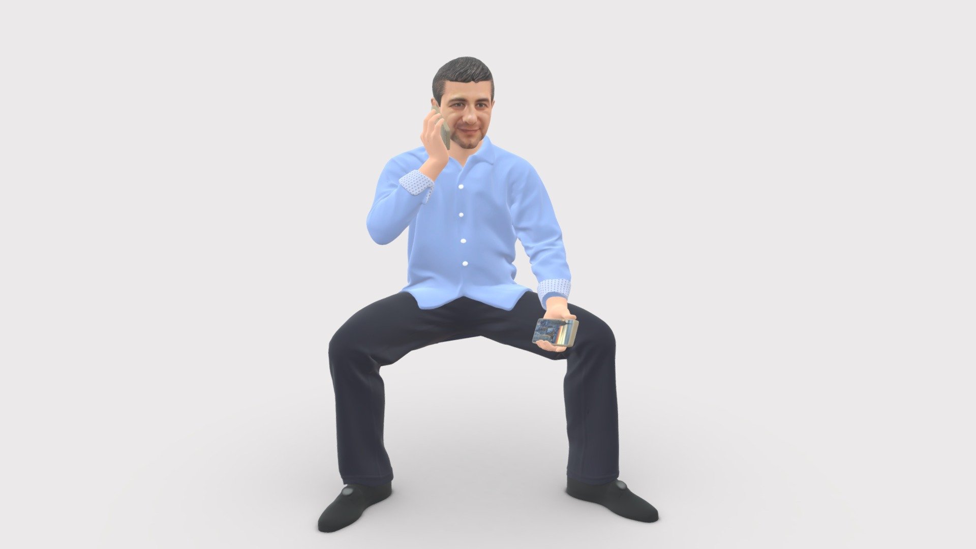 001023 man in seat pose talking on phone 3d model