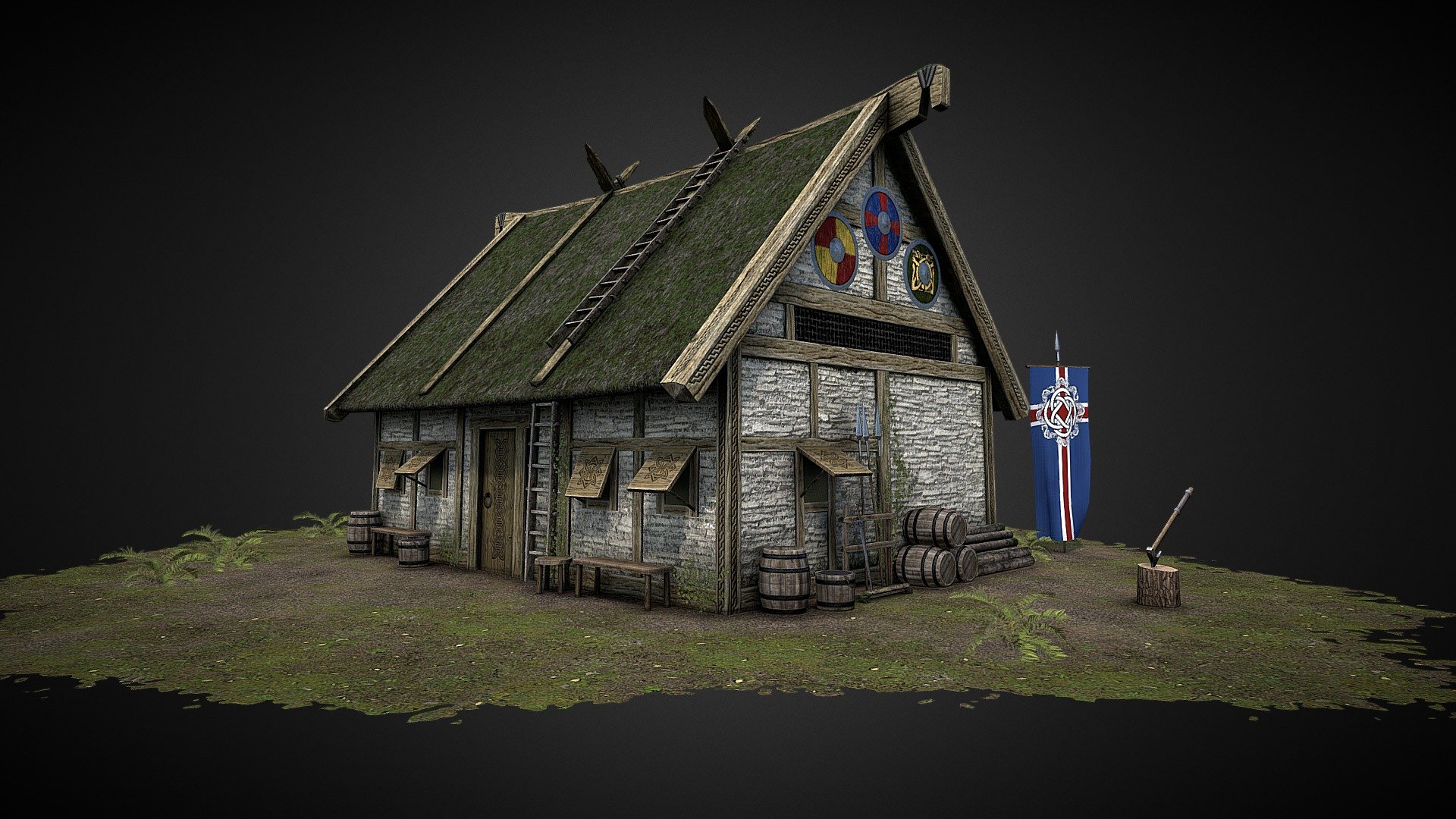 Viking Hut 3d model