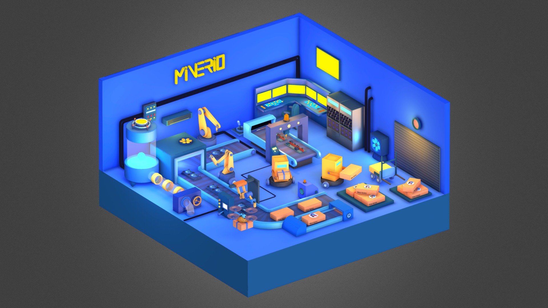 Minerio Blue Factory NFT 3d model