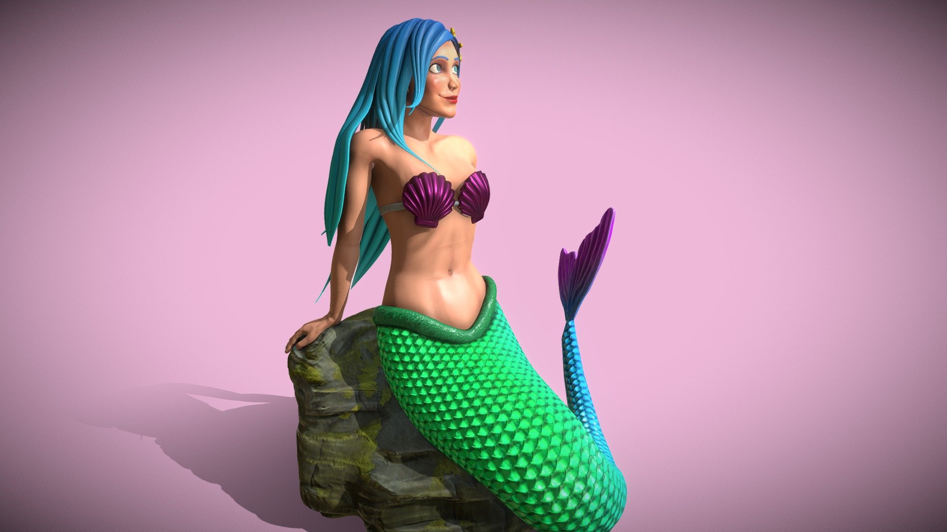 Sunbathing Mermaid 3d model