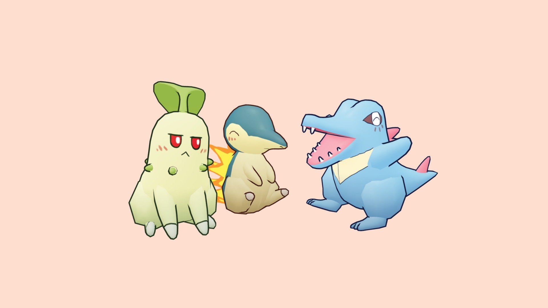 Johto Starters 3d model