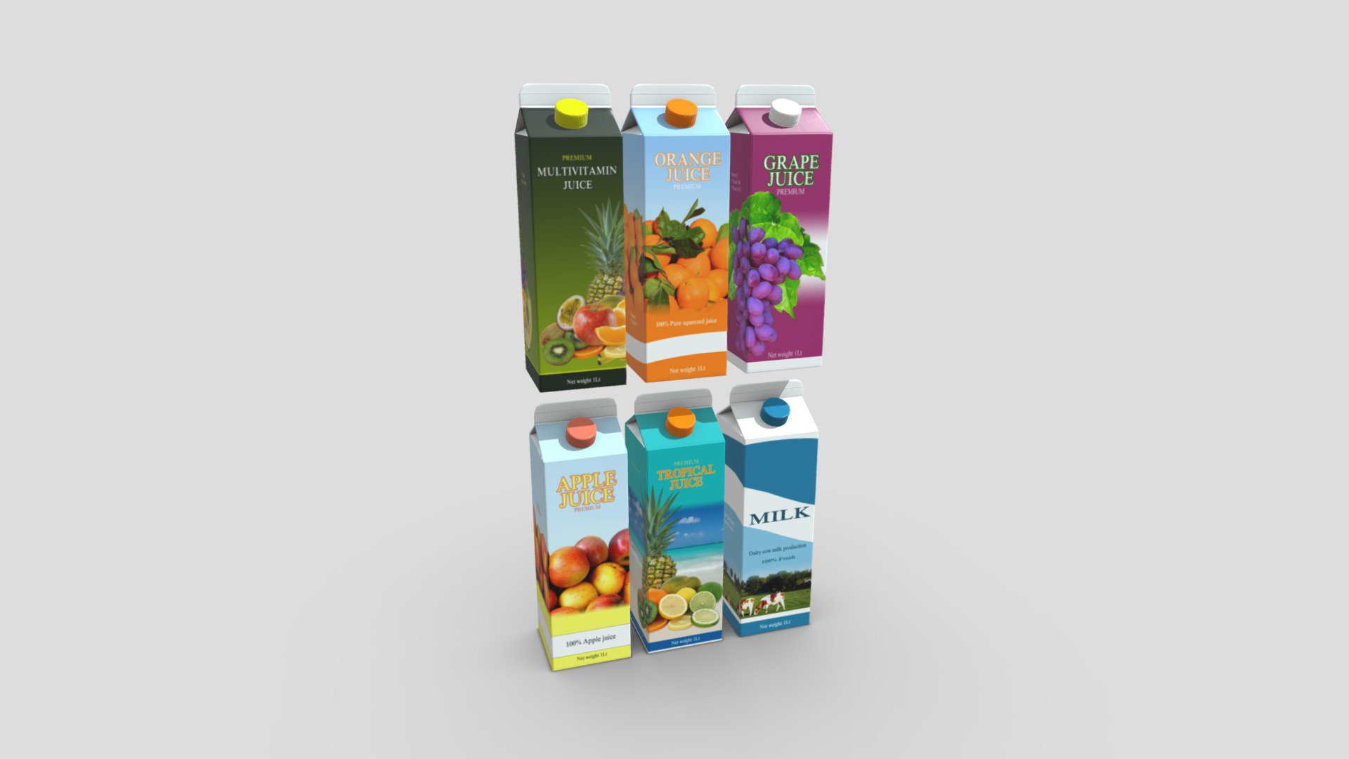 Juice Carton Pack 3d model