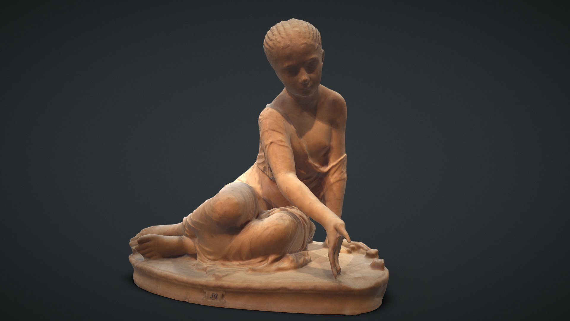 Girl playing Astragaloi 3d model