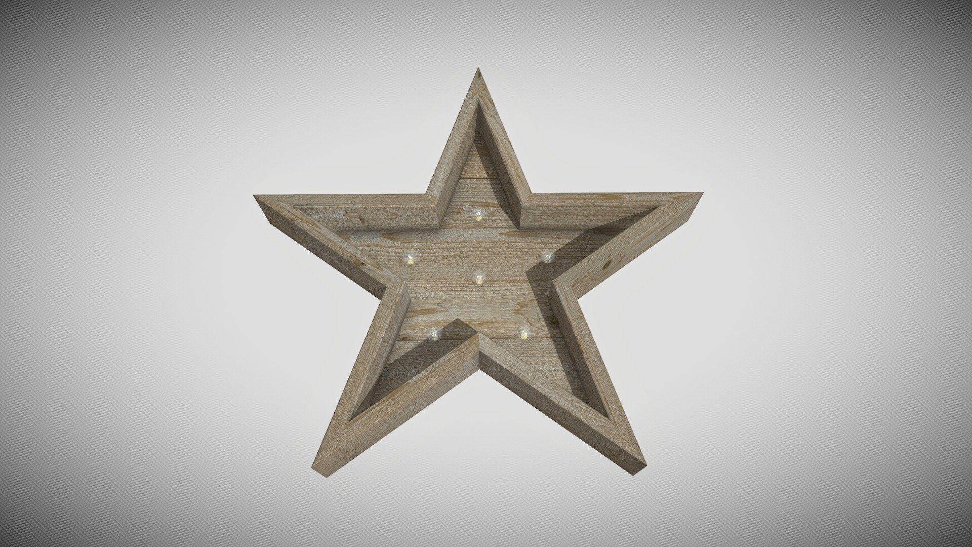 Wood Star with Light Bulbs 3d model