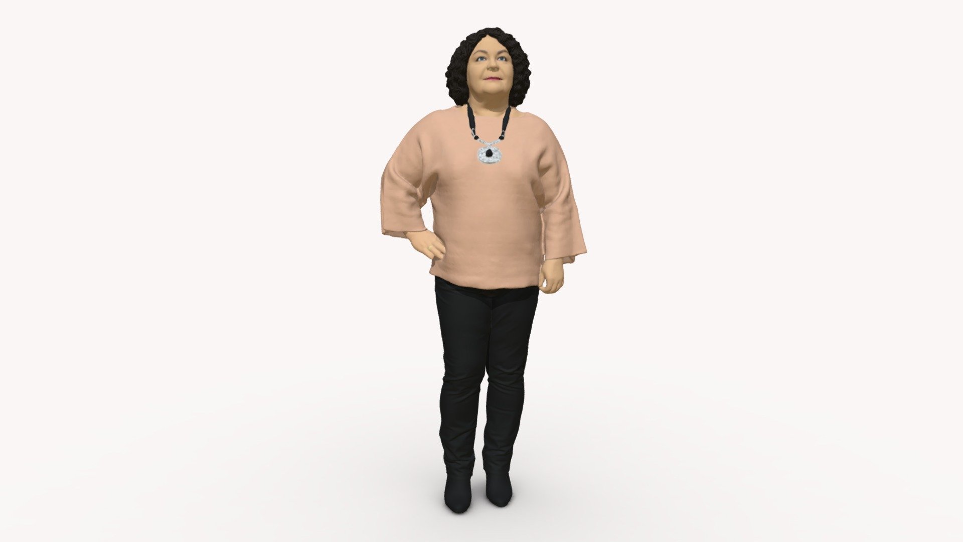 Fatty woman in age hand on side 0835 3d model