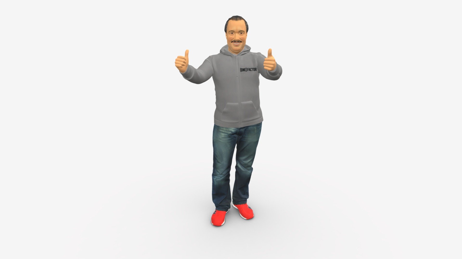 Happy movember man shows double cool 0953 3d model