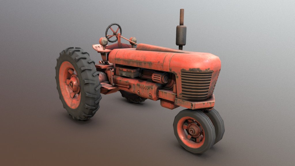 Old Rusty Tractor 3d model