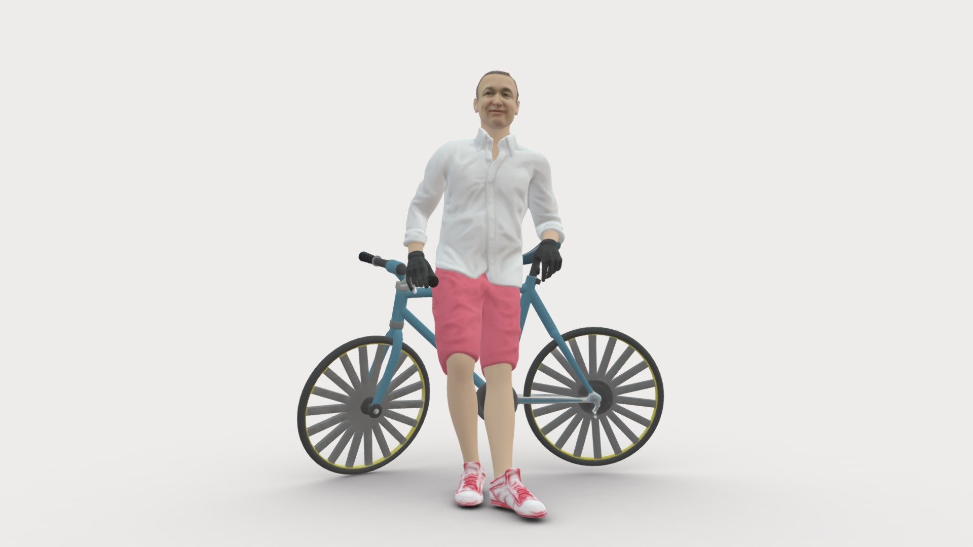 man with bicycle 1097 3d model