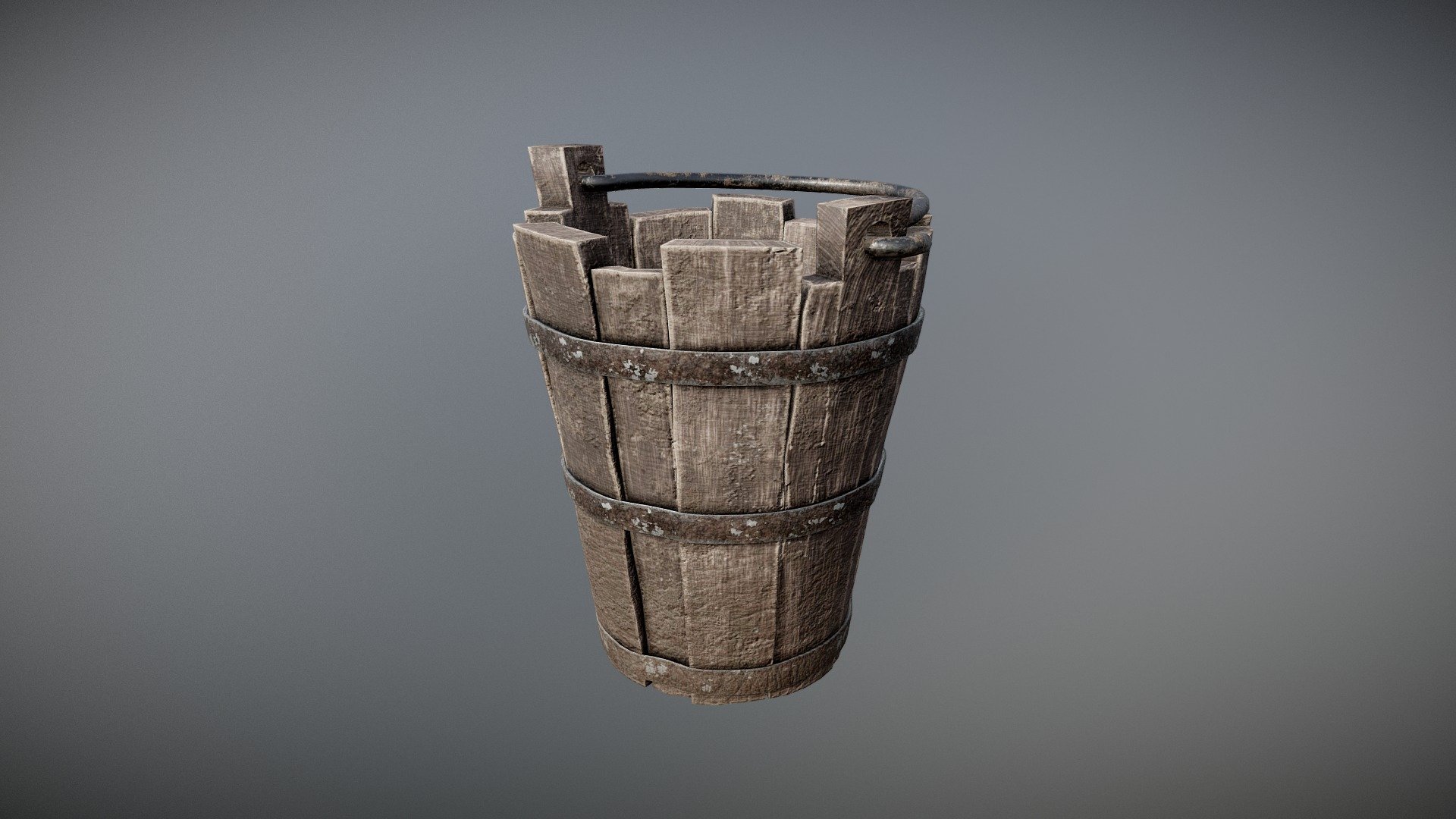 (PBR) Old Medieval Bucket 3d model