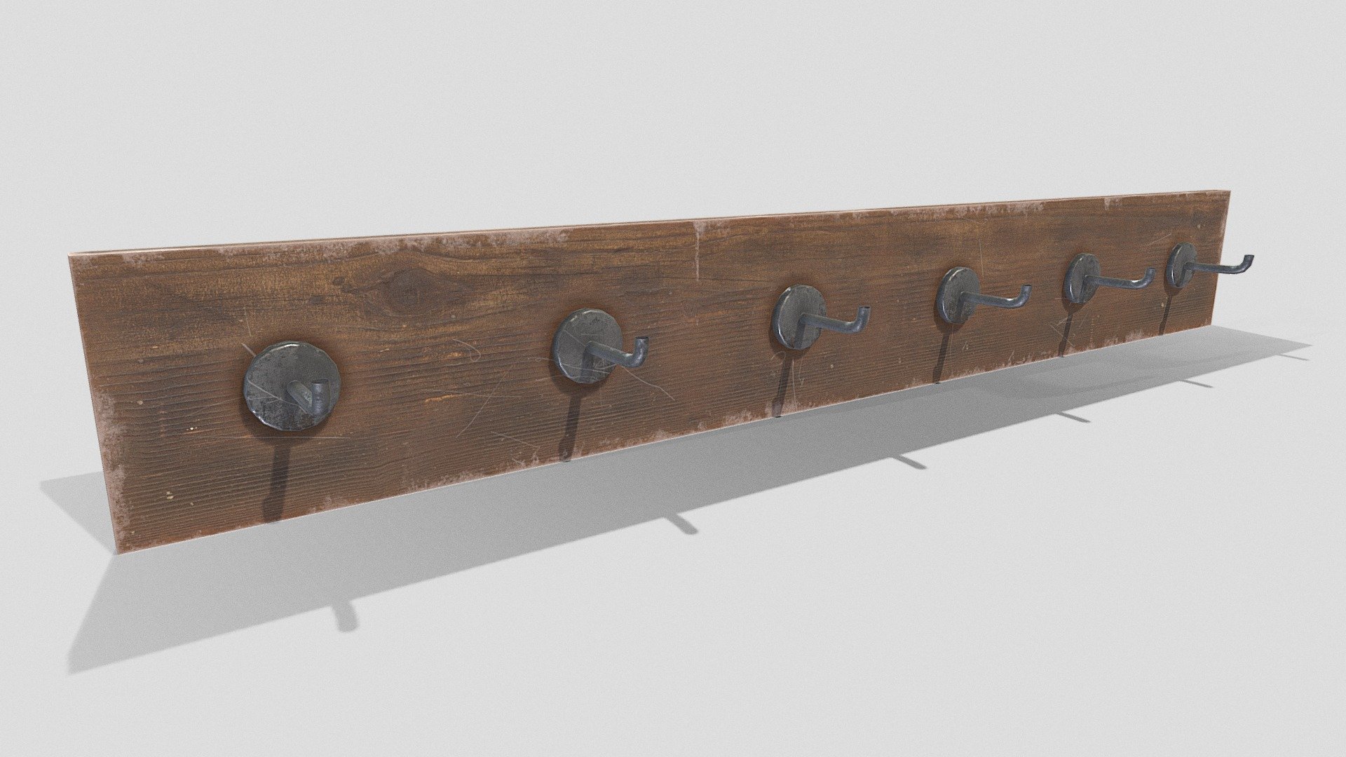 Wooden hook rack 3d model