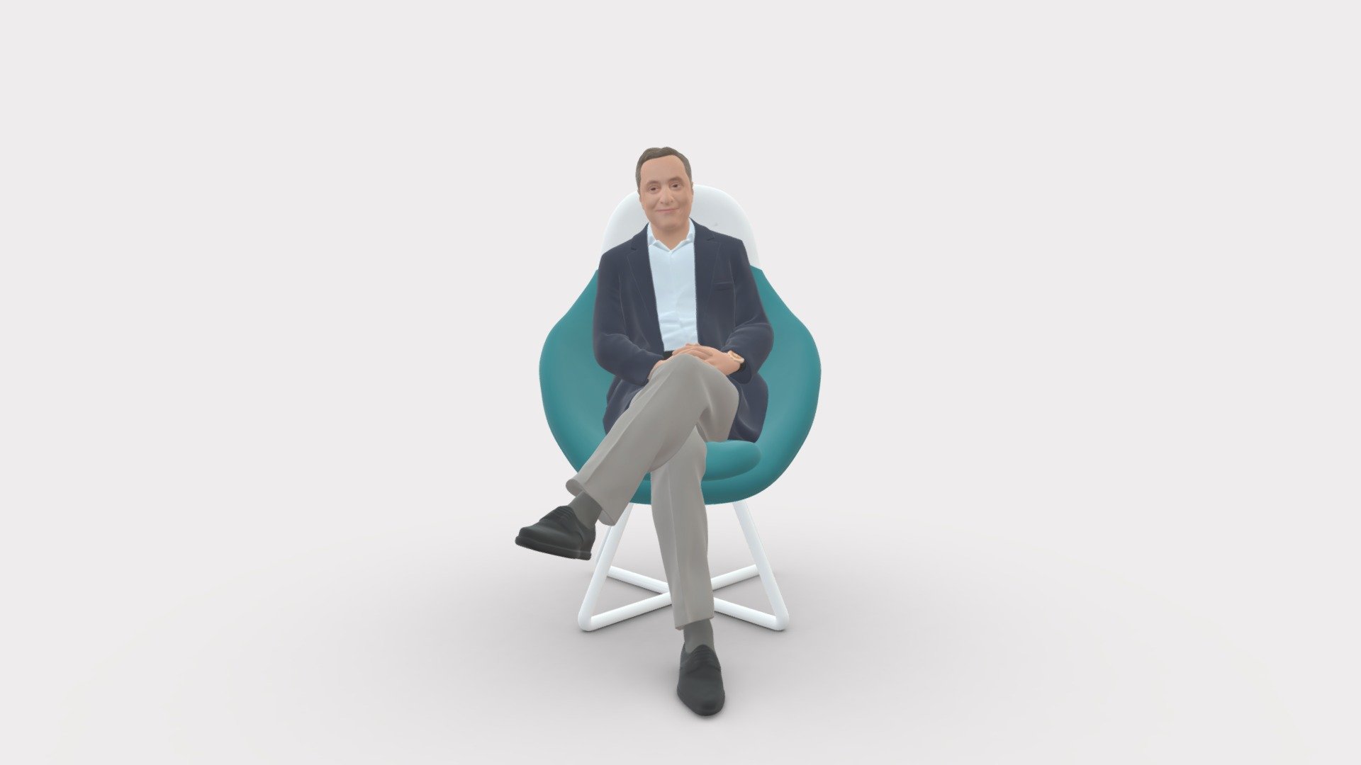 �01058 man in suit seat in armchair 3d model