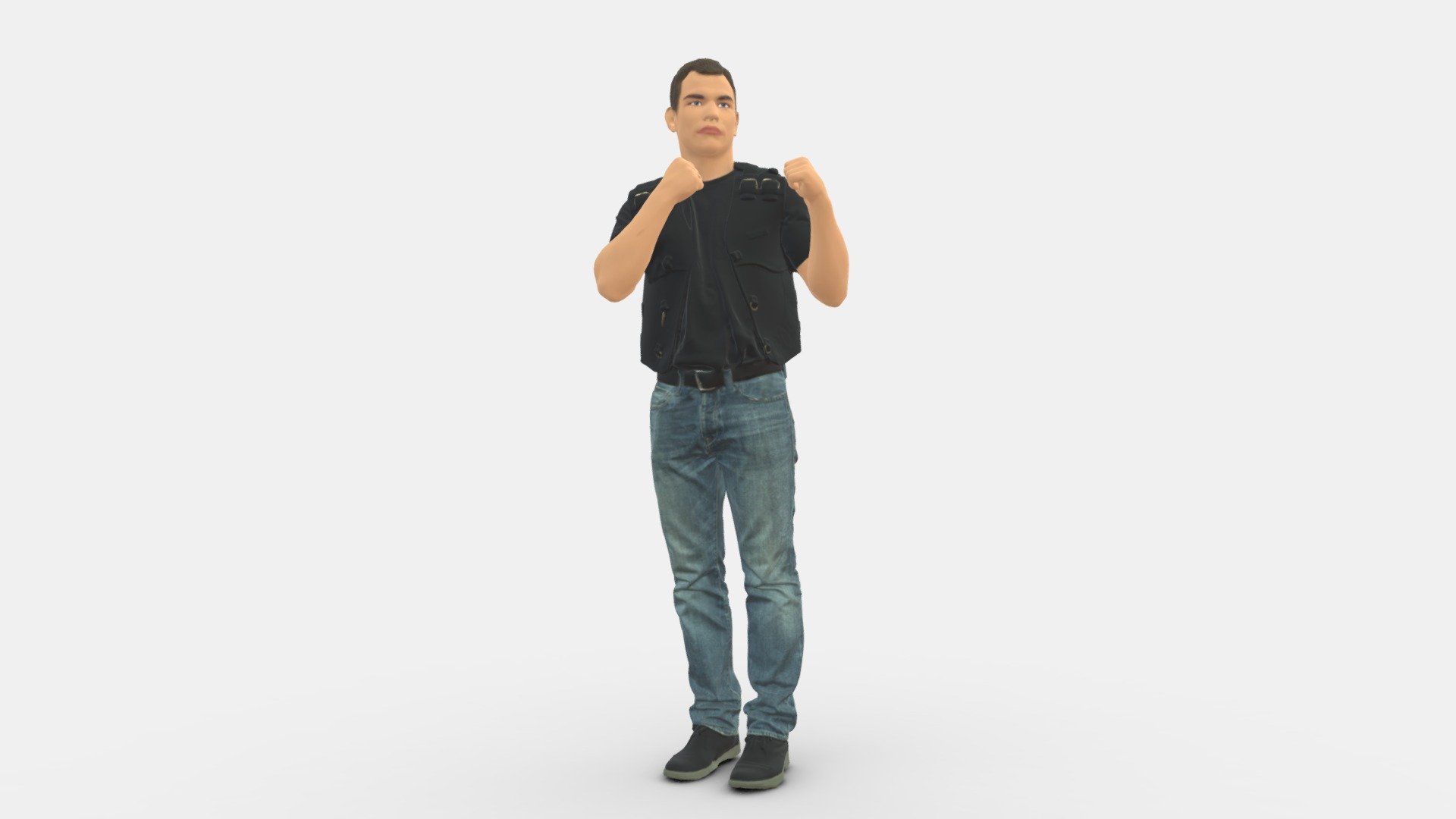 Man in black vest boxer pose 0814 3d model