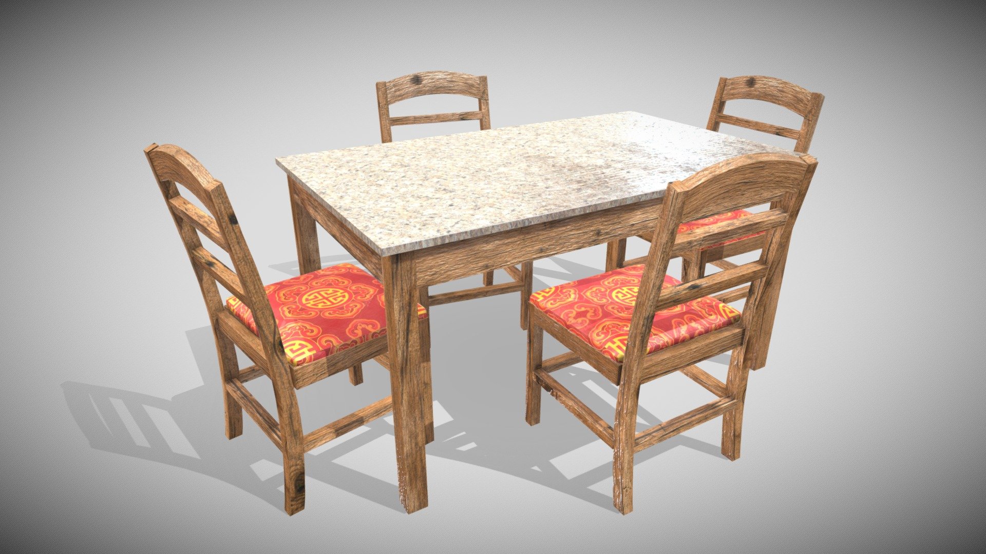 Classic Table And Chairs 3d model