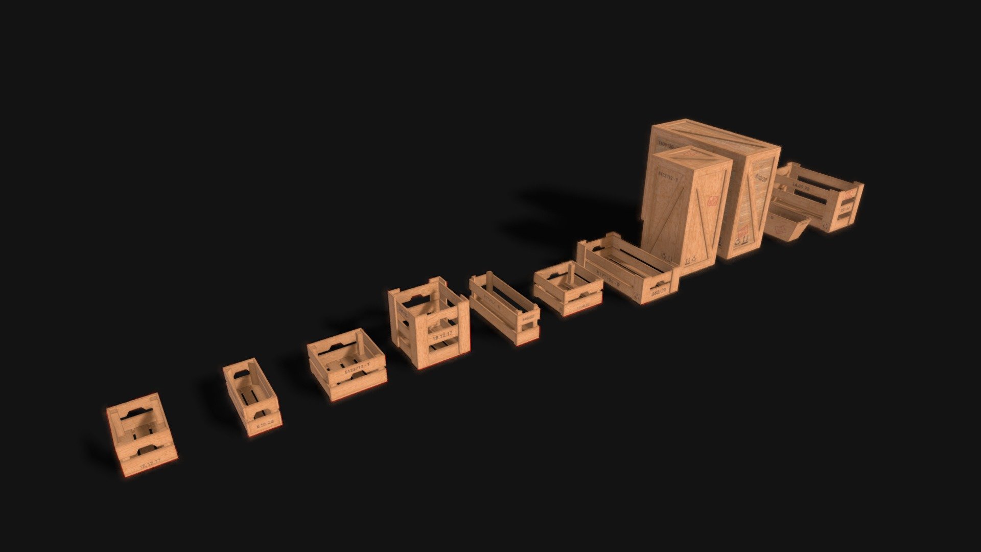 PBR Wooden Crate Pack 3d model