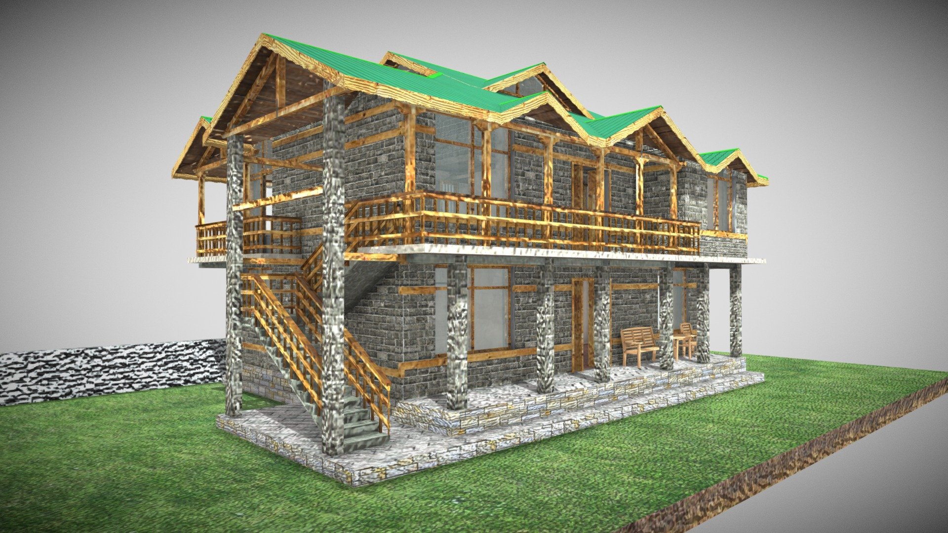 Local House in Himachal Pradesh 3d model