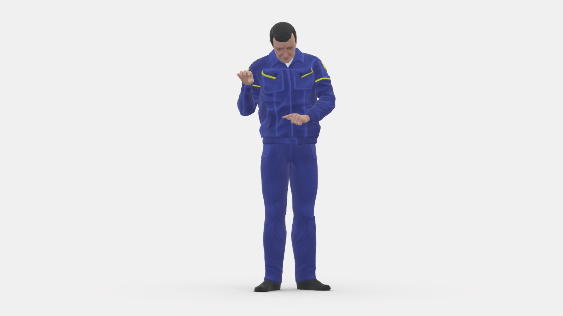 man in blue yellow ingener suit 1092 3d model