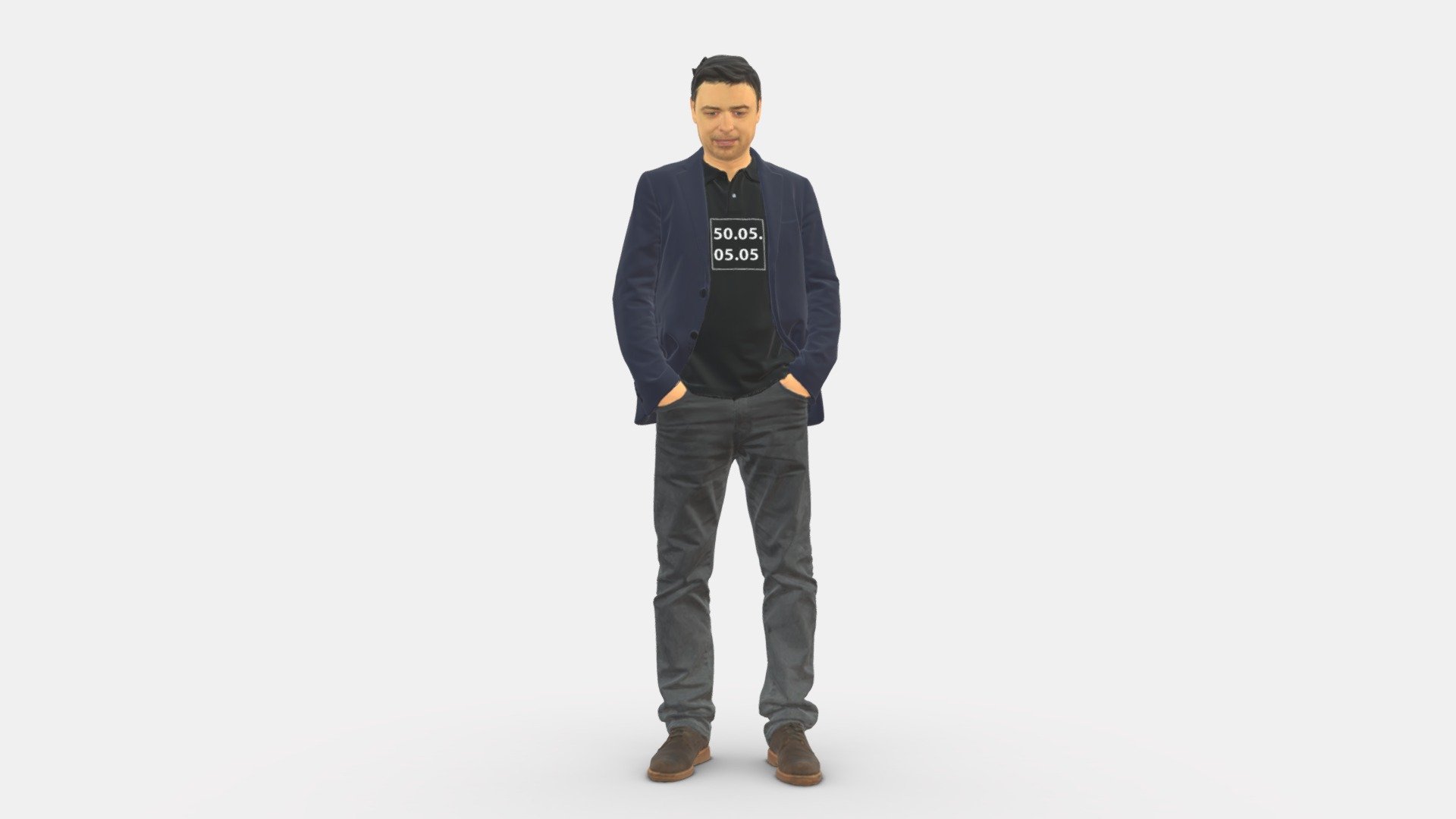 Man with number on t-shirt 0458 3d model