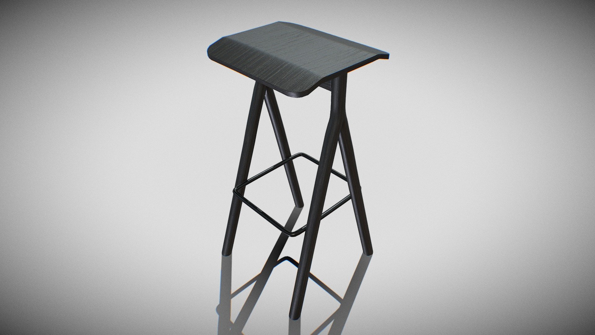 YKSI stool-black lacquered 3d model