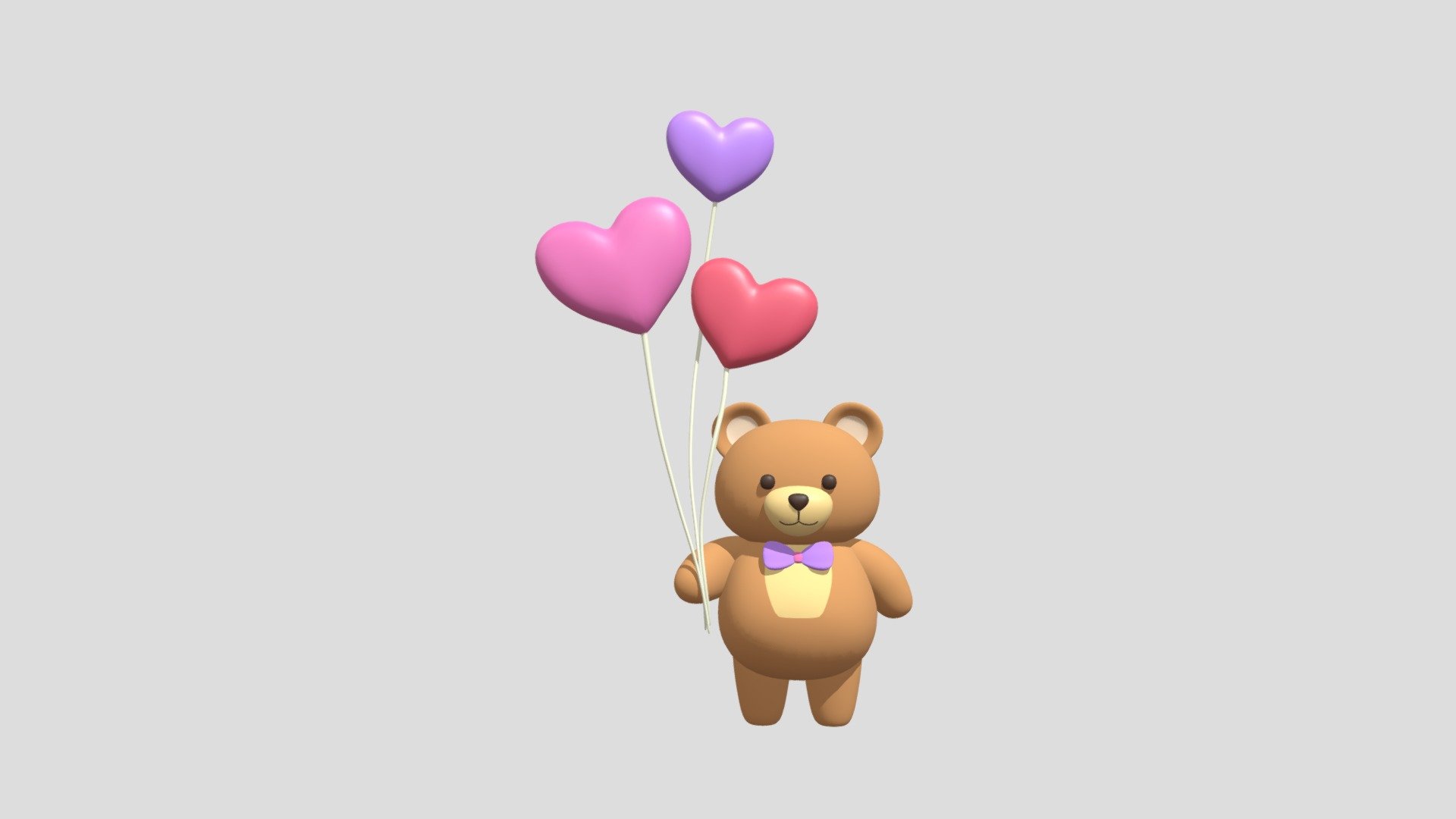 Cute bear with balloons 3d model