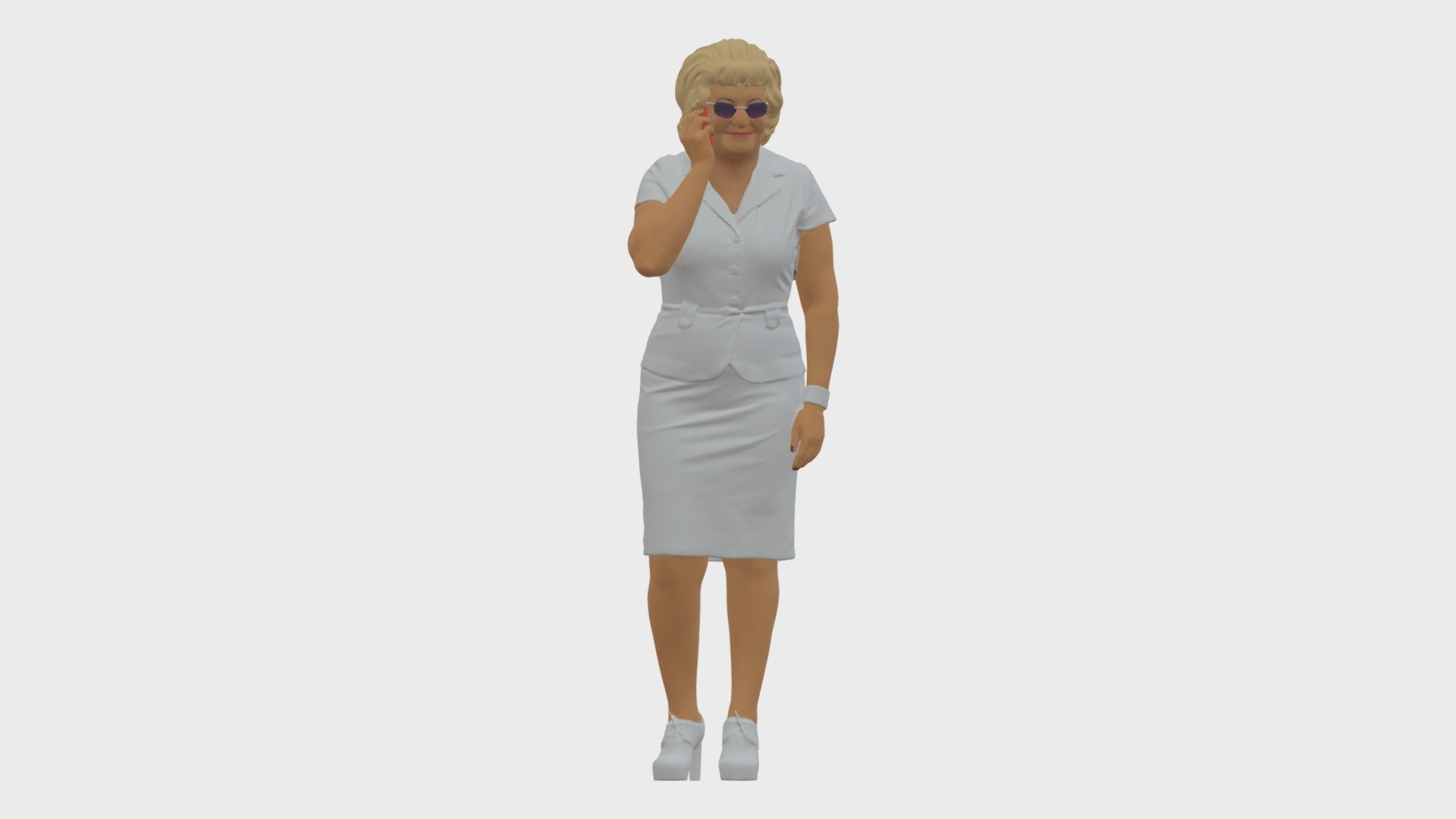 Grandmother In White Suit 3d model