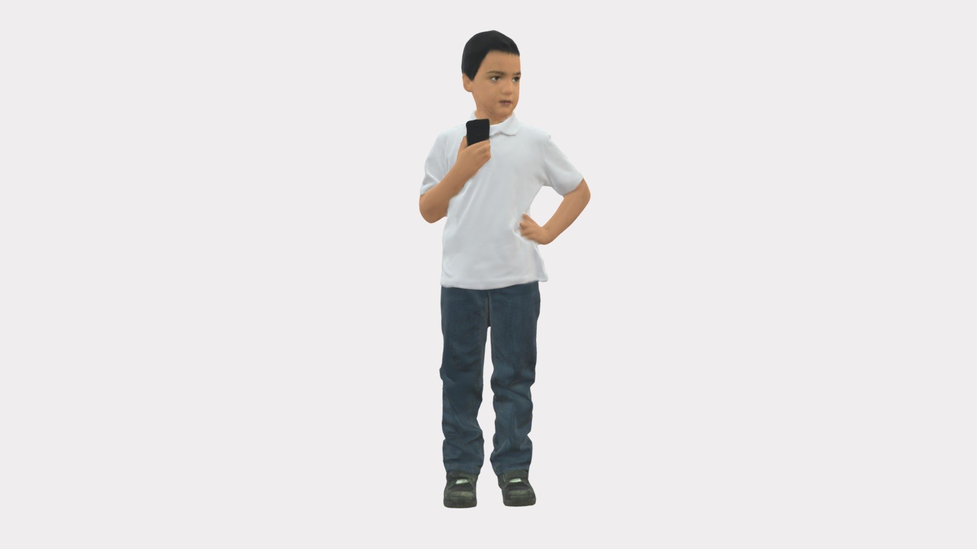 Kid In Jeans White Shirt 0537 3d model