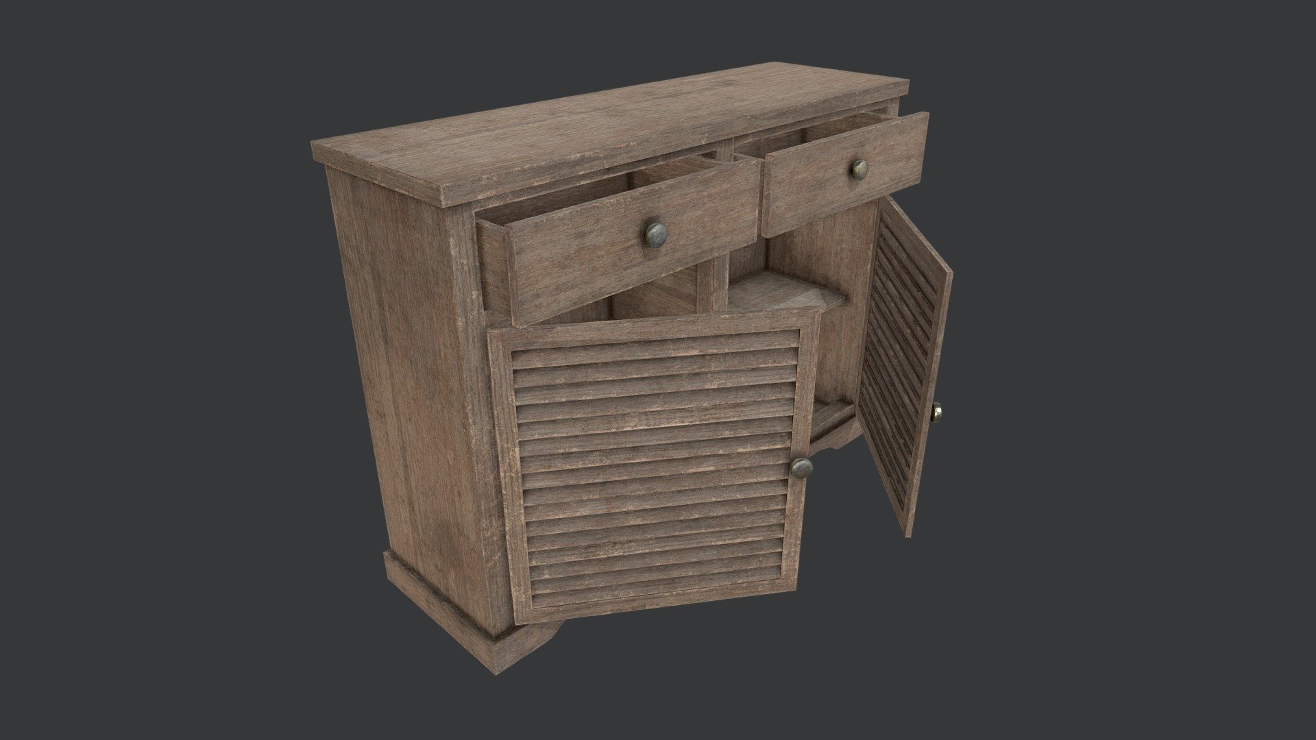 Wood Cabinet 1 PBR 3d model