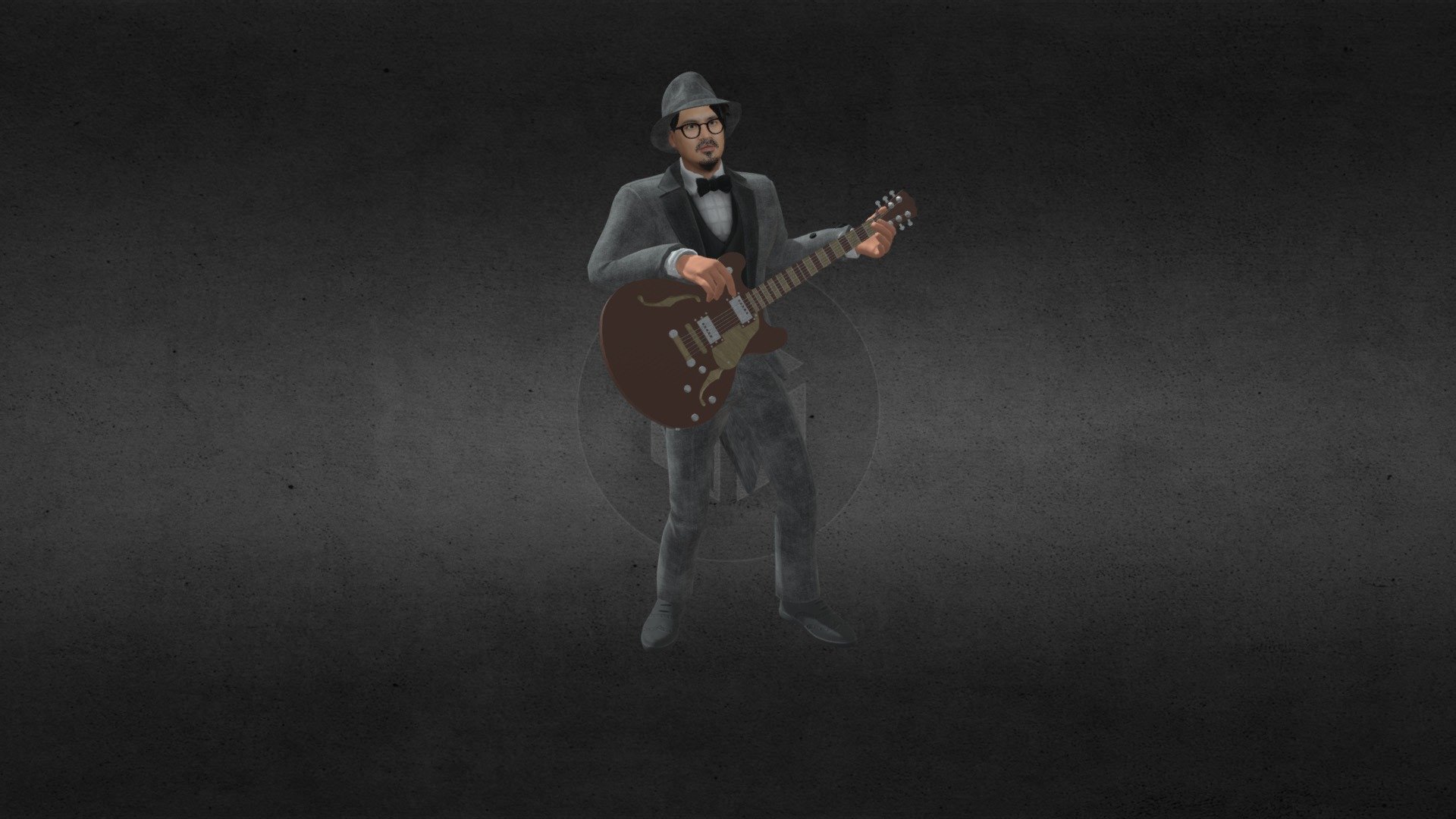 Jazz Blues Guitarist Animation 3d model