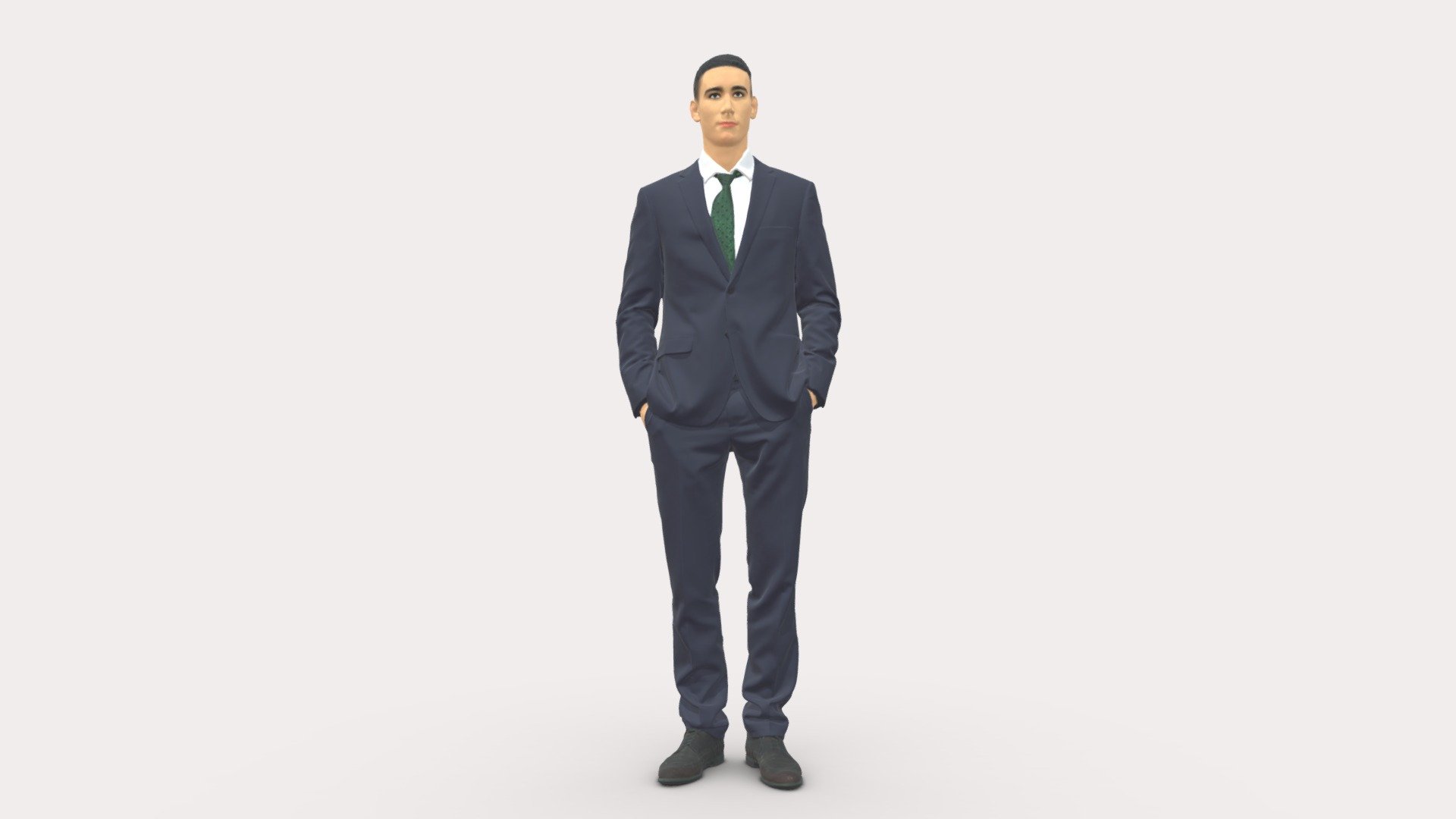 Young man in green tie and suit 0383 3d model