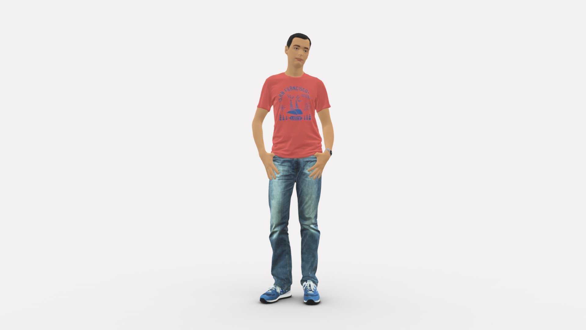 Man in pink shirt 0704 3d model