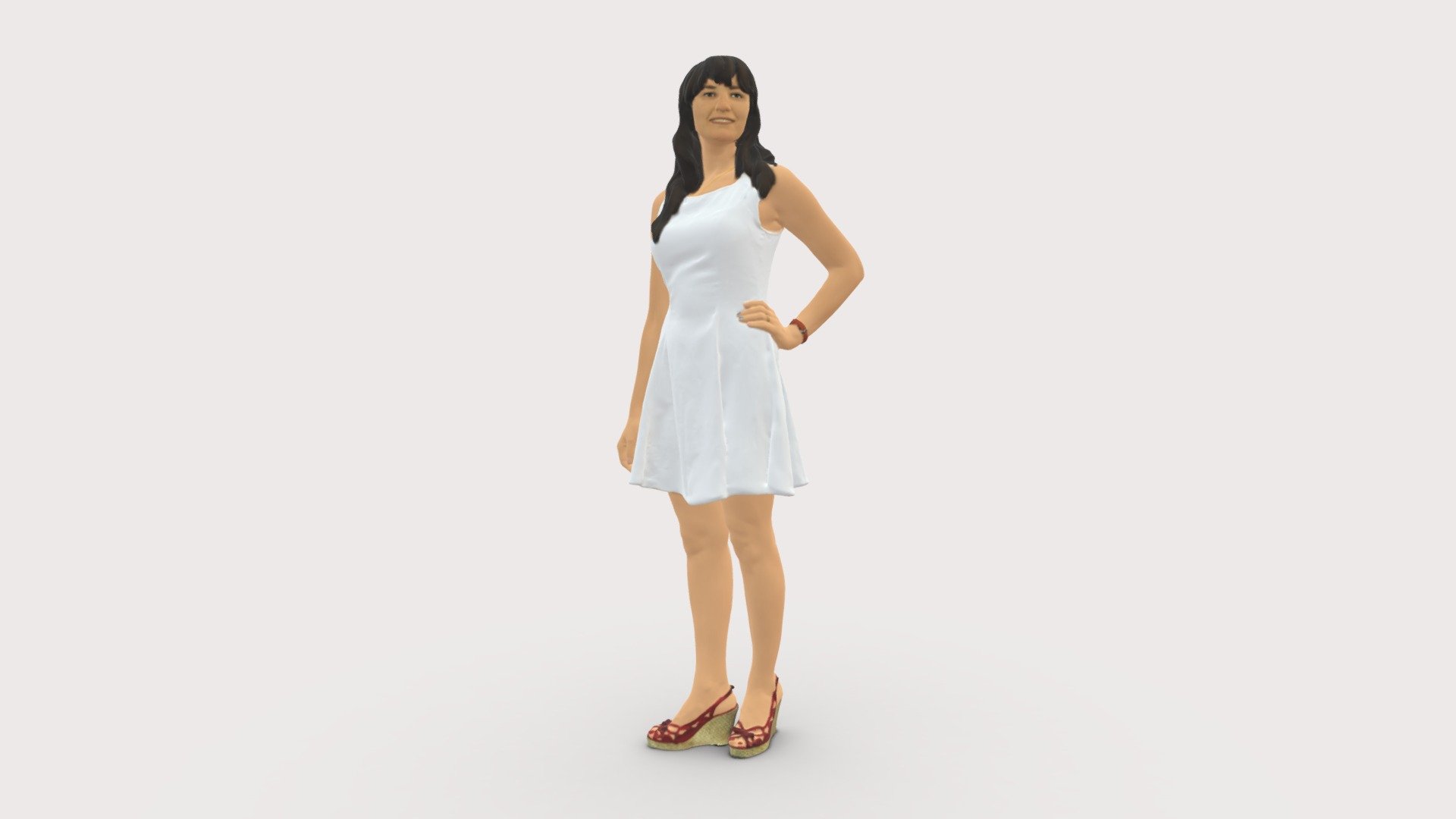 Woman In White Dress 0451 3d model