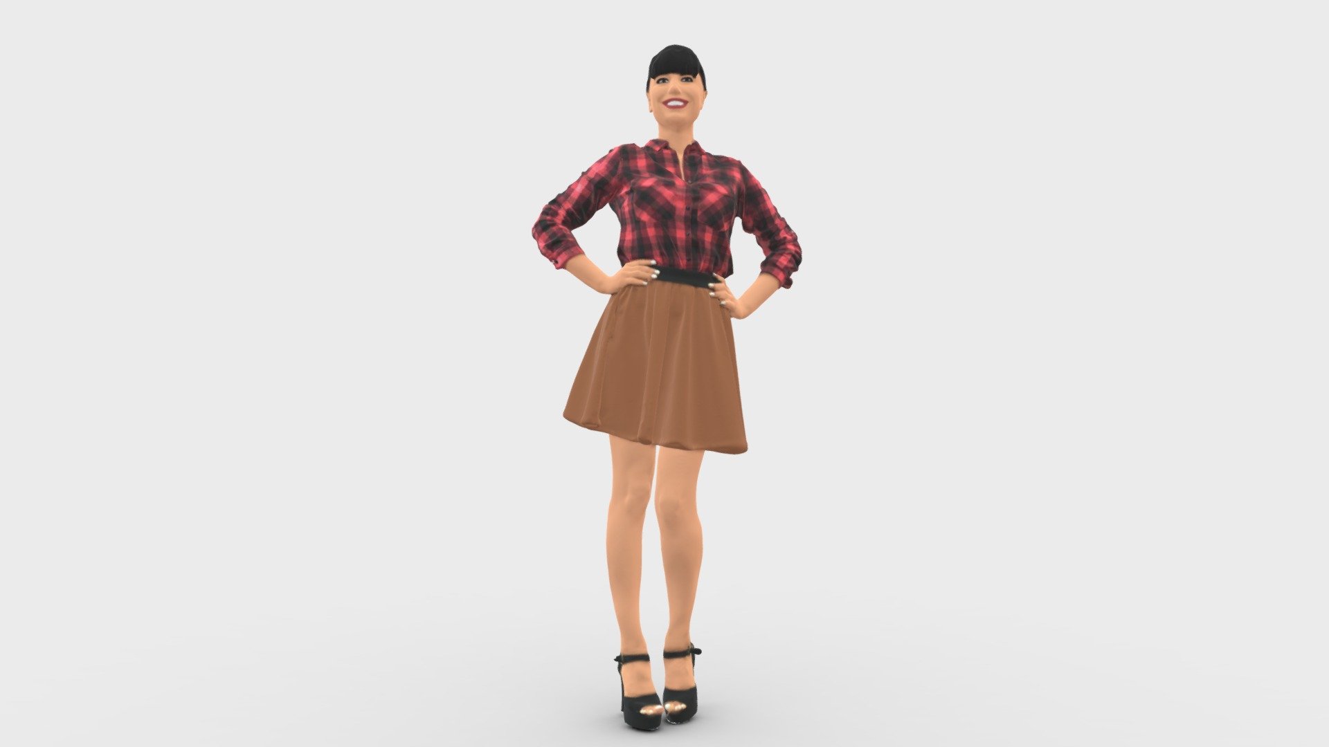 Girl In brown skirt 0356 3d model