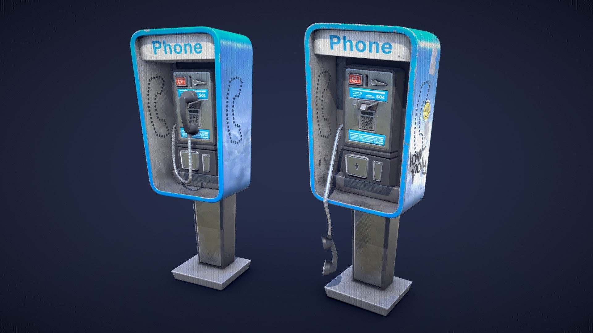 Stylized Pay Phone / Phone Booth 3d model