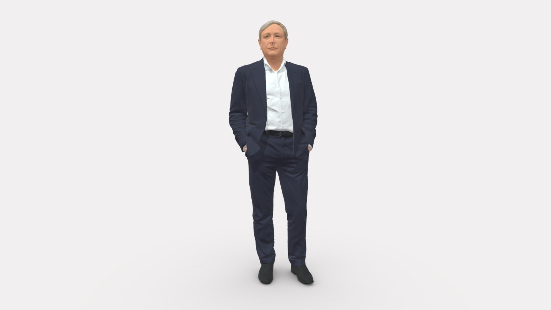 000981 gray haired man in blue suit 3d model