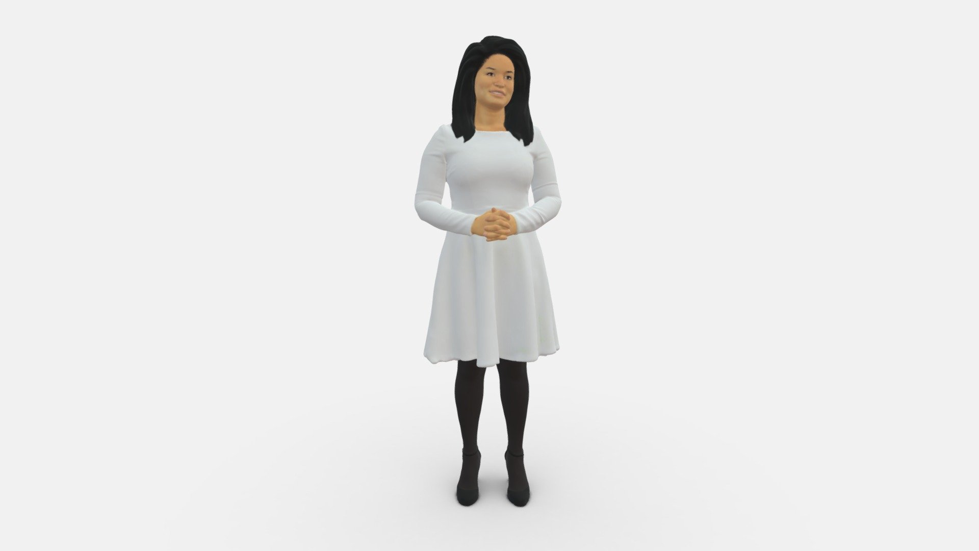 Woman In Dress Holding Hand On Stomach 0829 3d model