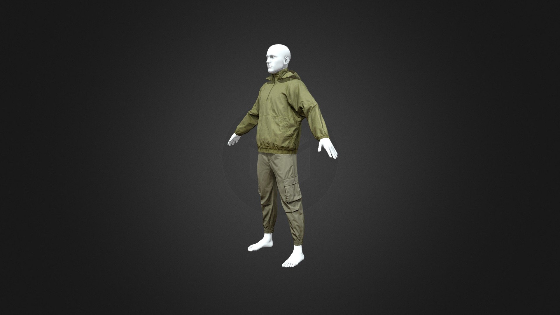 Man Green functional clothing + Yellow pants 3d model