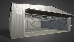 Animated Hangar for military with sliding gates