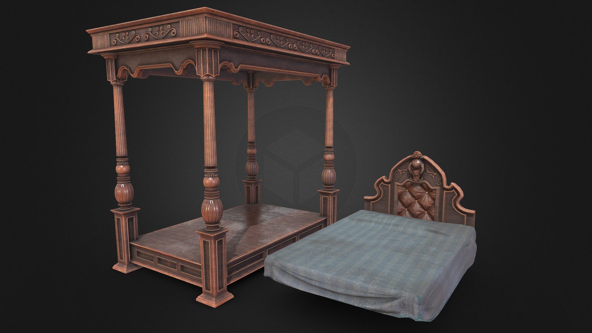 Victorian Bed 3d model