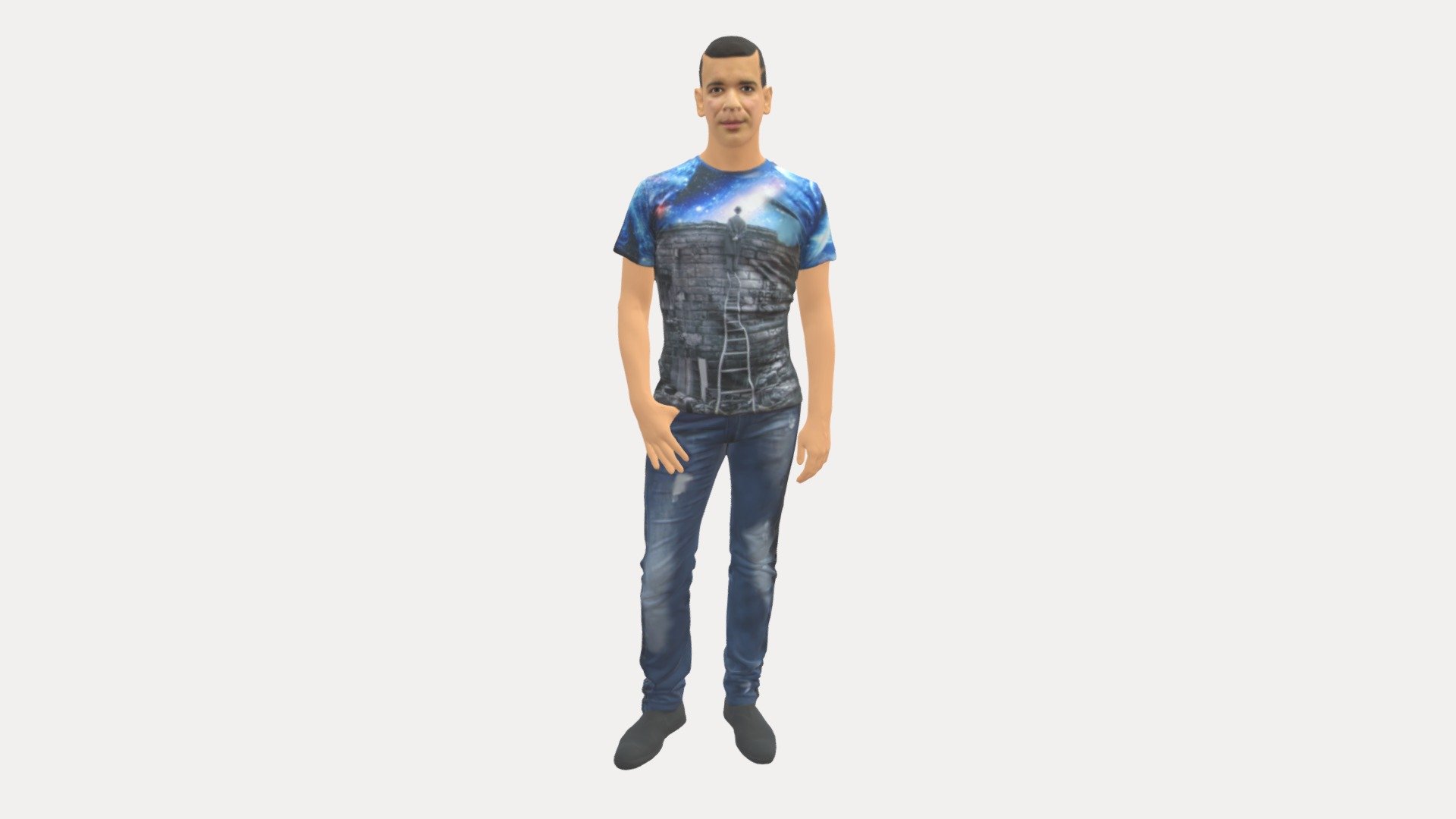 Man Sport Haircut Finger Inpocket 0801 3d model