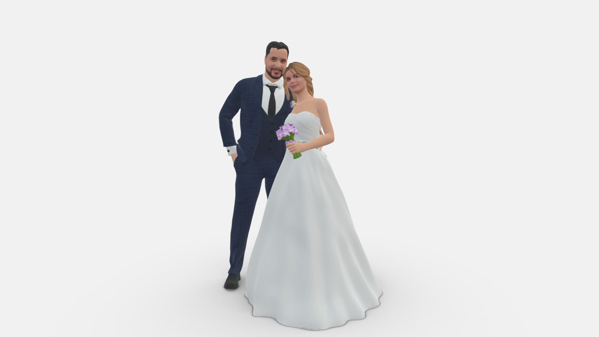 wedding blonde woman man in blue 001062 3d model