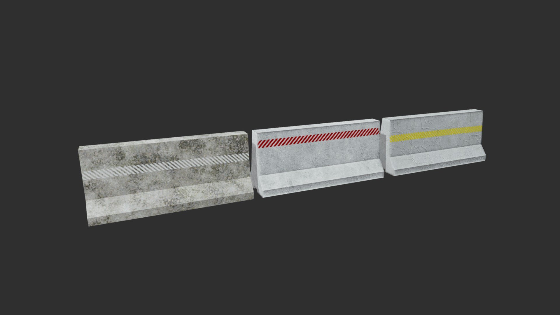 Collection of Low Poly Concrete Barrier 3d model