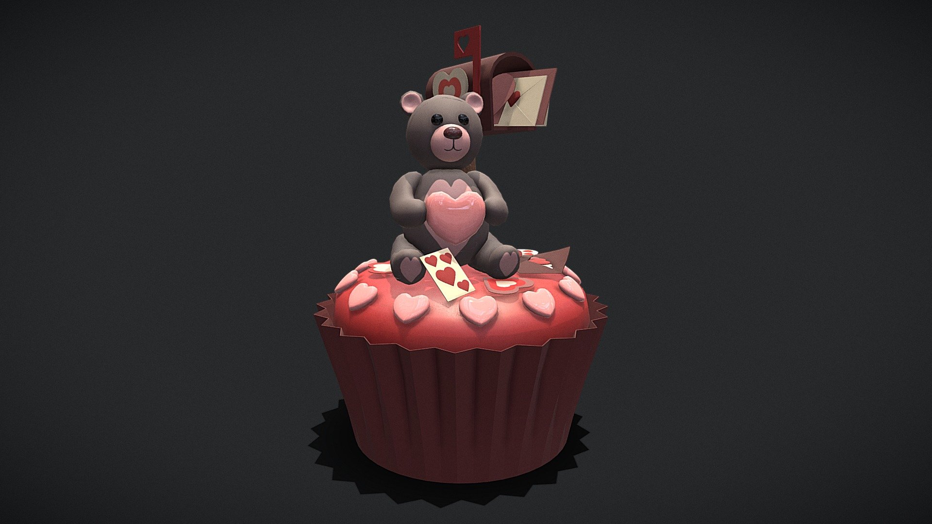 Valentines_Bear_Cupcake_FBX 3d model