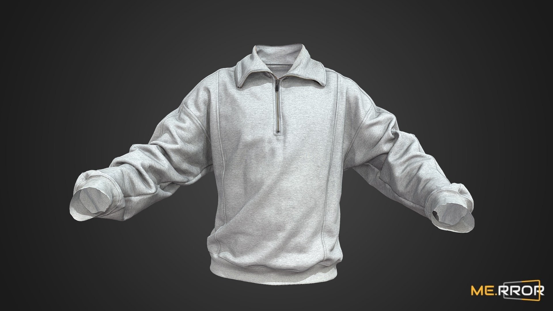 Gray half Zip-up Sweatshirts 3d model