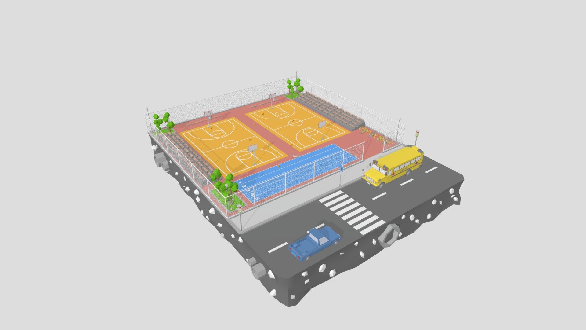 Basketball Court Low Poly 3d model