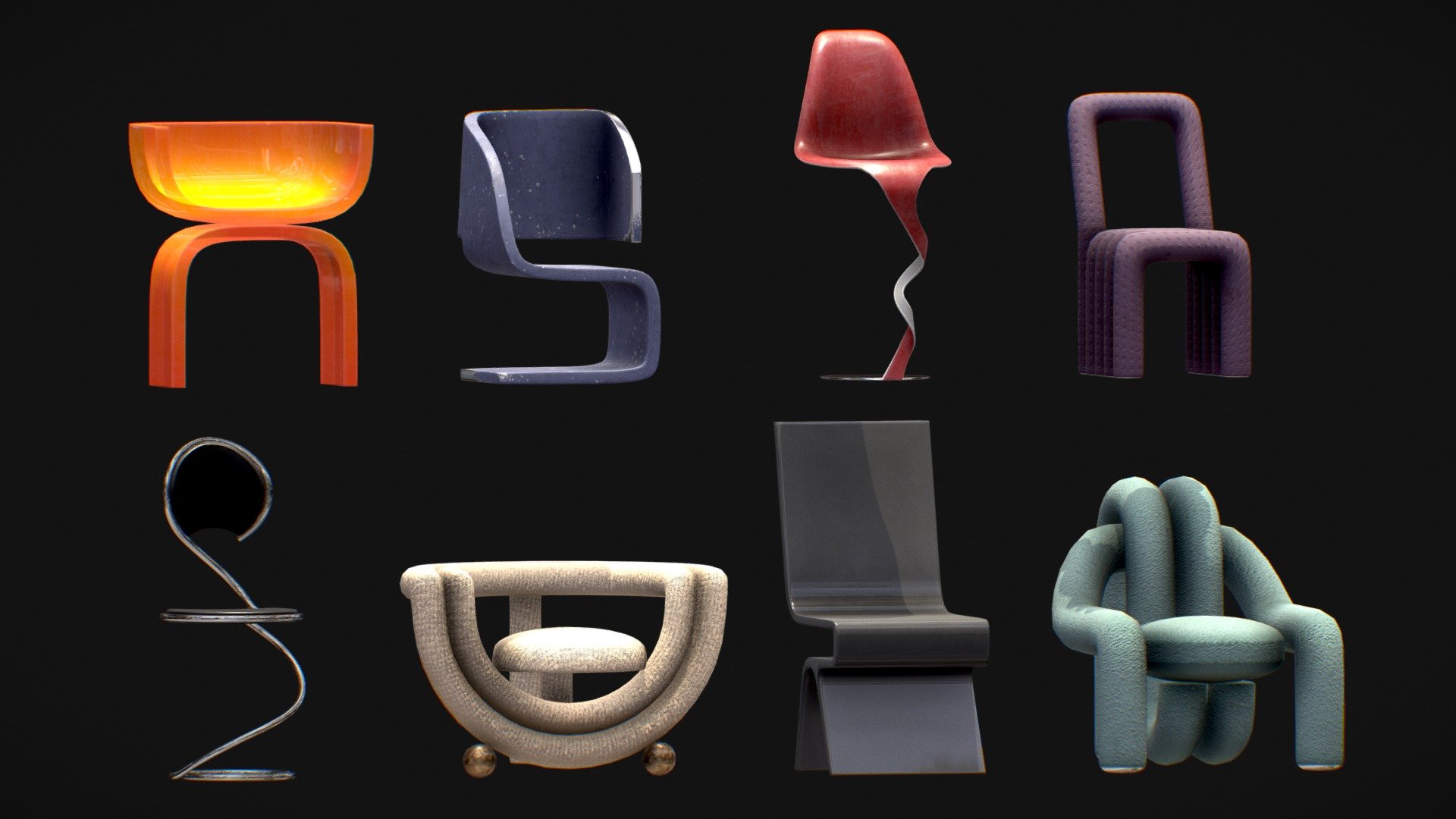 Chairs Pack 2 3d model