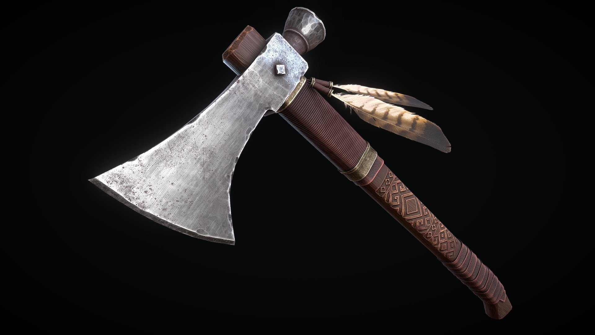 Decorated Tomahawk Axe 3d model